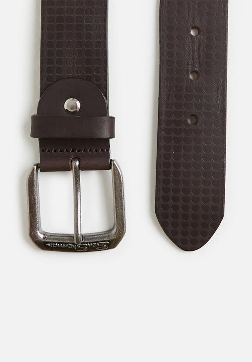 Ben Sherman - Ben leather belt emb circle - brown