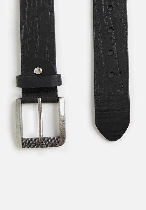 Ben Sherman - Ben textured leather belt - black