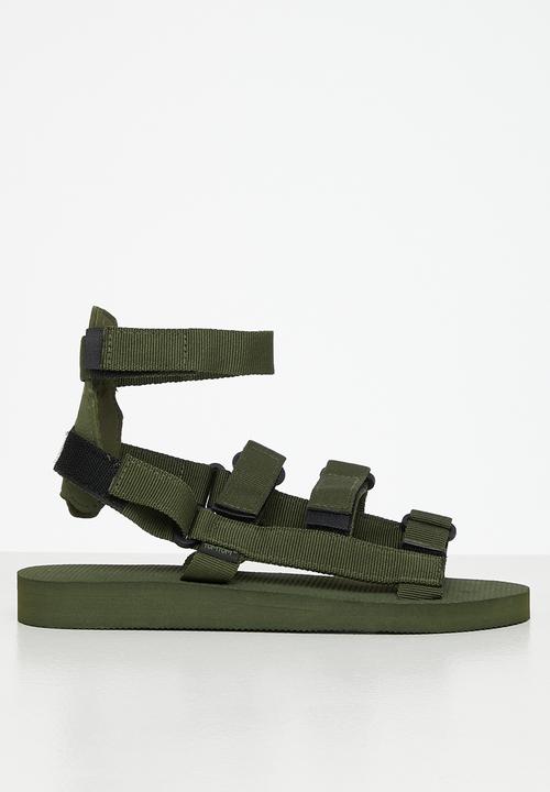 Tom Tom - Gladiator velcro strap sandal - olive
