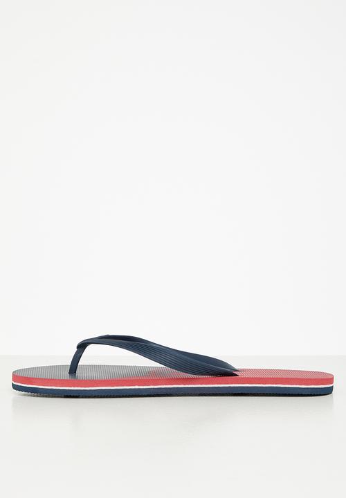 POLO - Crest colour block flip flop - red