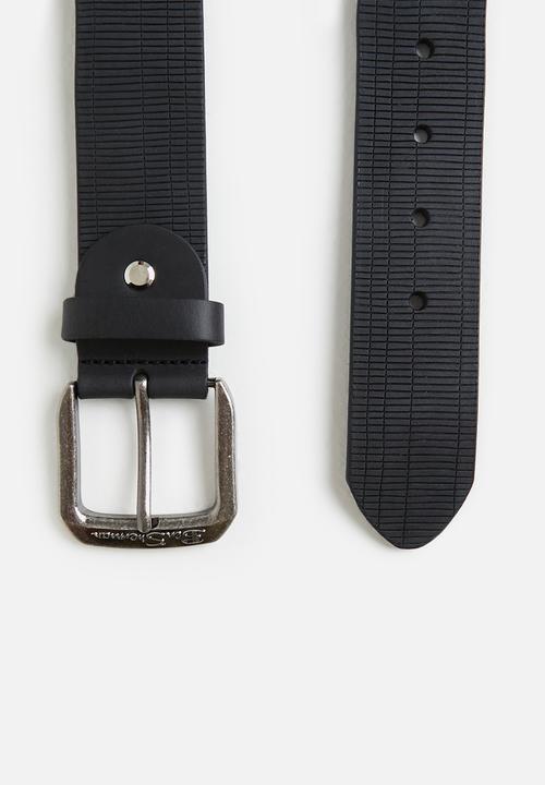 Ben Sherman - Ben leather belt lines - black