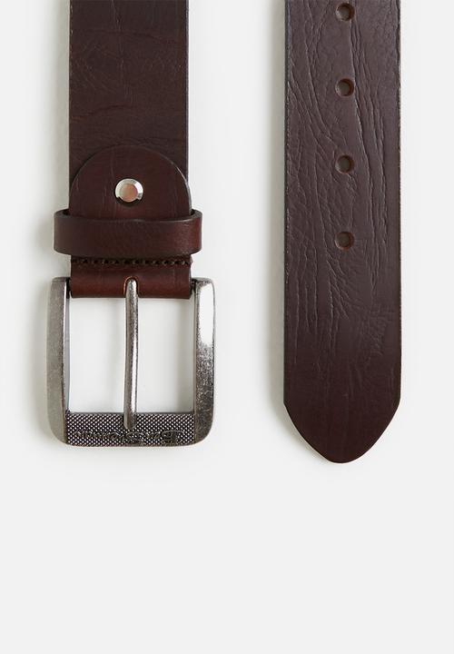 Ben Sherman - Ben textured leather belt - brown