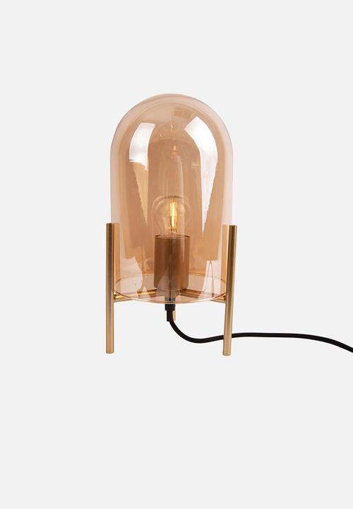 Present Time - Table lamp glass bell - amber brown