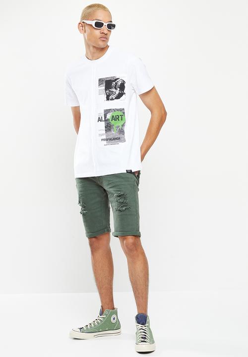 Cutty - Bondi rip & repair denim short - lt fatigue
