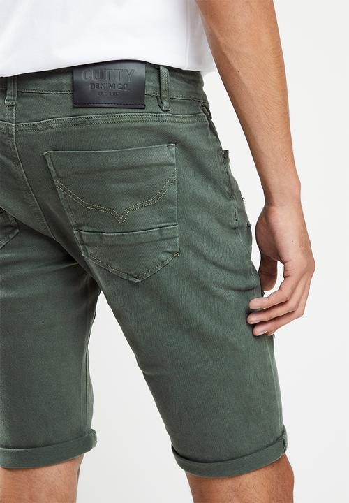 Cutty - Bondi rip & repair denim short - lt fatigue