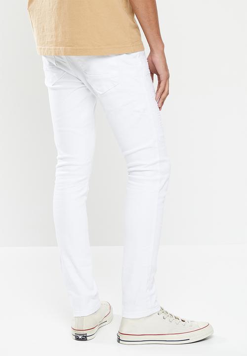 Cutty - Ryan skinny fit rip and repair denim jean - white