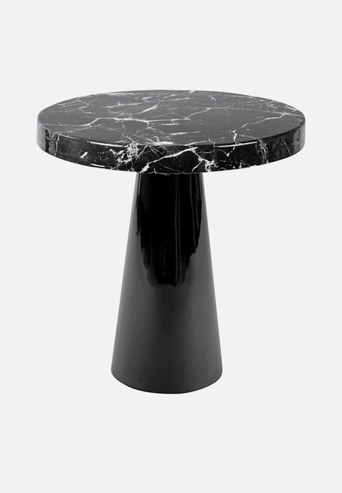 Present Time - Side table marble look - black