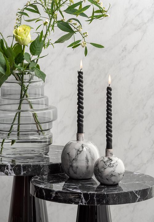 Present Time - Side table marble look - black