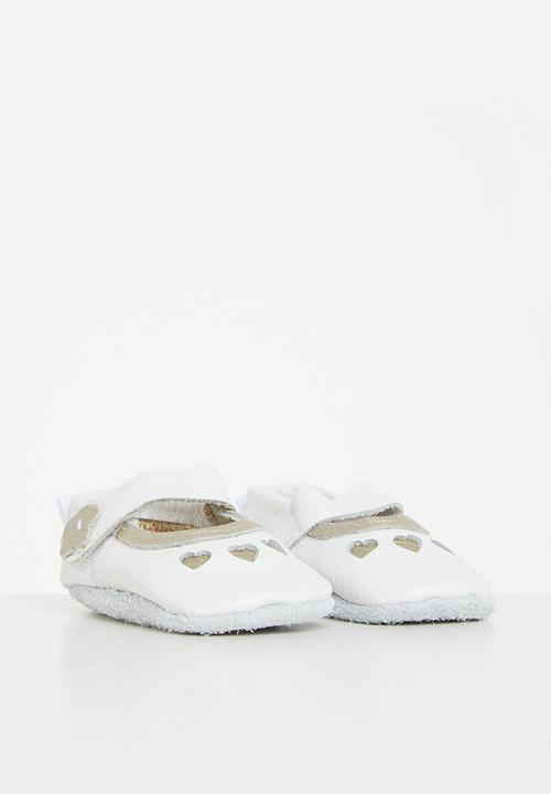 Pitta-Patta Shoes - Girls heart shoes - white/gold