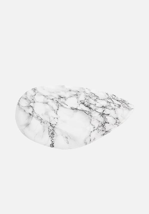 Present Time - Marble look tray - white