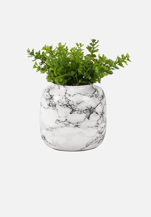 Present Time - Marble look sphere large vase - white
