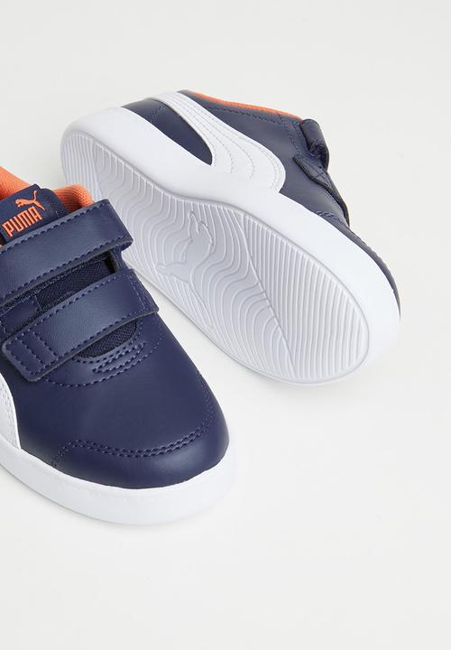 PUMA - Courtflex v2 v ps - peacoat - puma white - nasturtium
