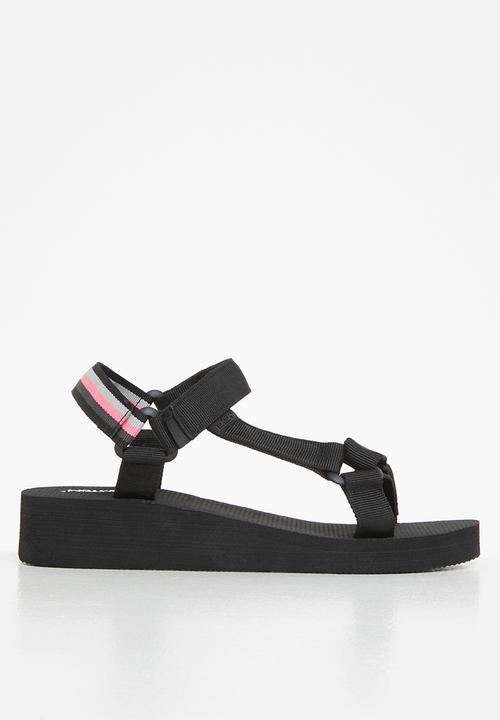 Tom Tom - Rainbow chunky flatform sandal - black multi