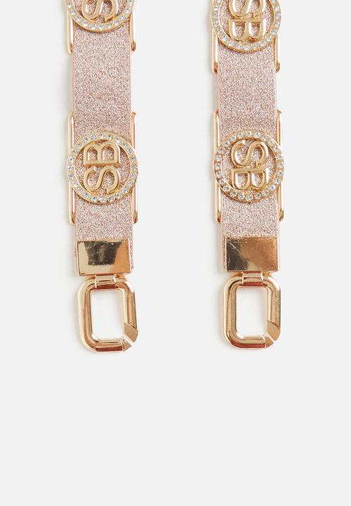 SISSY BOY - Karma:Elasticated bling branded belt - gold