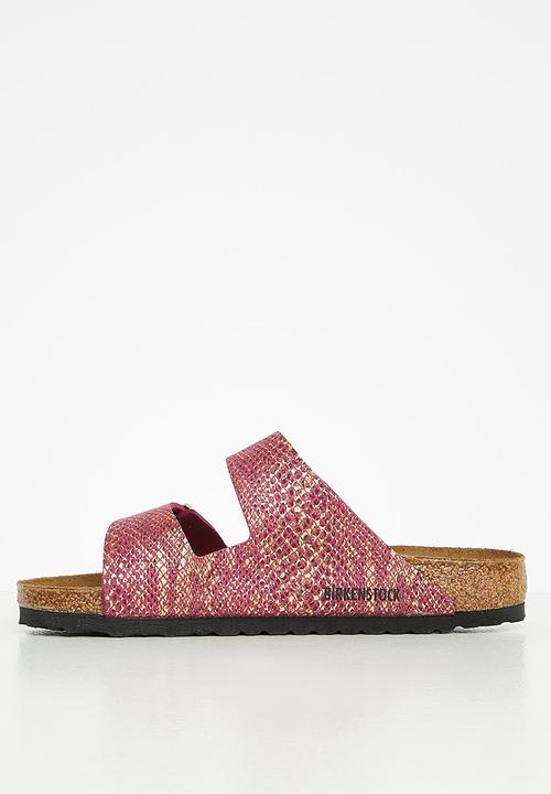 Birkenstock - Arizona shiny python microfibre regular  - dark fuchsia