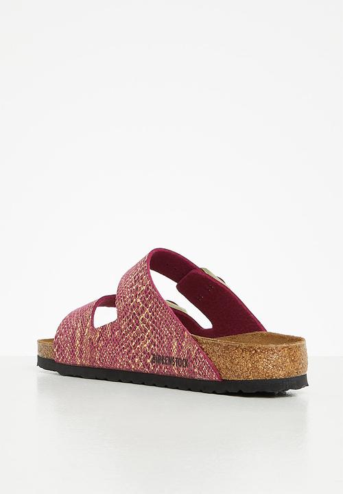 Birkenstock - Arizona shiny python microfibre regular  - dark fuchsia