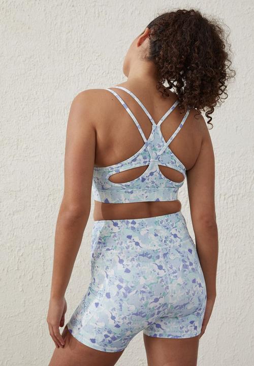 Cotton On - Smoothing pocket shortie short - painterly floral silky blue