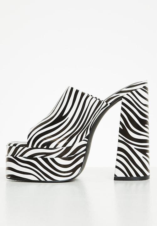 SIMMI London - Robin - 5 platform block heel mule - zebra print