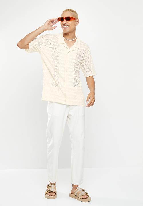 Jonathan D - Men's woven shirt - cream
