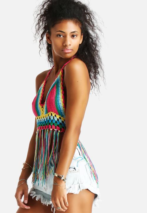 Glamorous - Rainbow Crochet Top