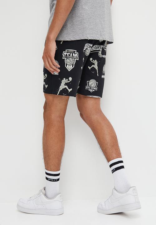 STYLE REPUBLIC - Aop fleece short black