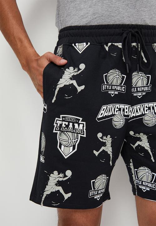 STYLE REPUBLIC - Aop fleece short black