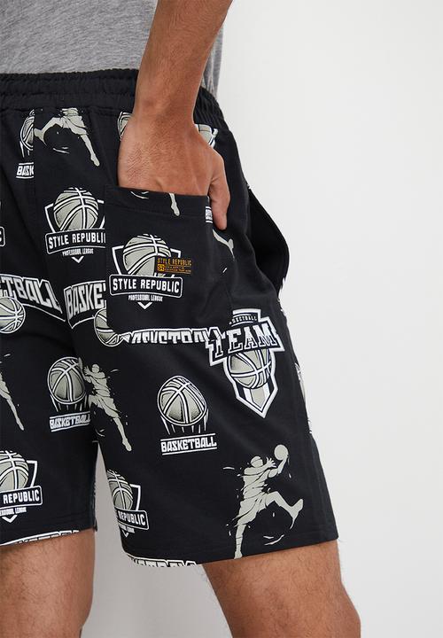 STYLE REPUBLIC - Aop fleece short black