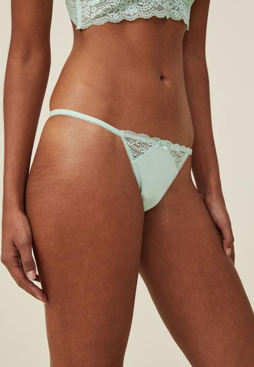 Cotton On - Ultimate comfort lace tanga g string brief - cameo green