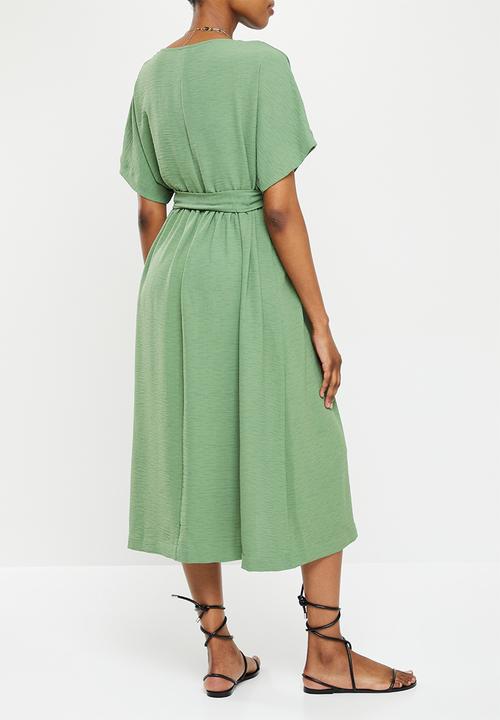 edit Maternity - Maternity textured wrap fit and flare dress - green 