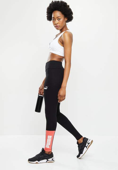 PUMA - Puma power colorblock leggings - puma black / salmon