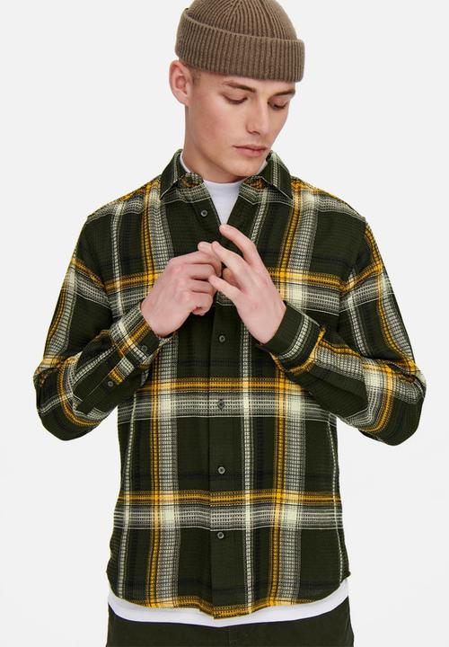 Only & Sons - Onsted long sleeve reg struc check shirt - jade green