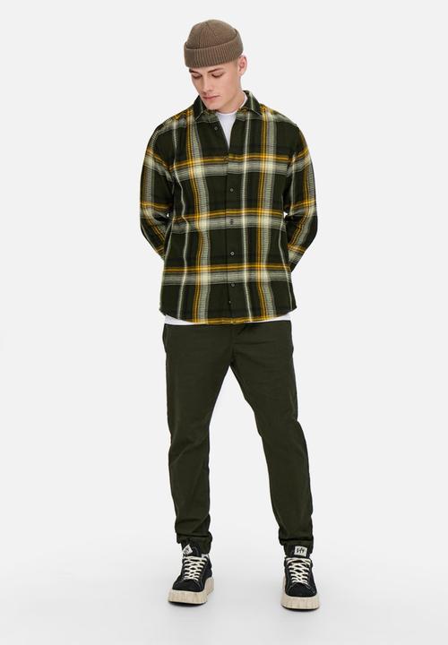 Only & Sons - Onsted long sleeve reg struc check shirt - jade green