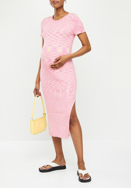 Cotton On - Maternity friendly space dye midi dress - pink cake spacedye