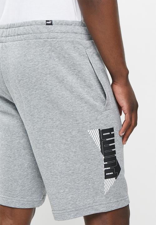 PUMA - Puma power logo shorts 10" tr - medium gray heather