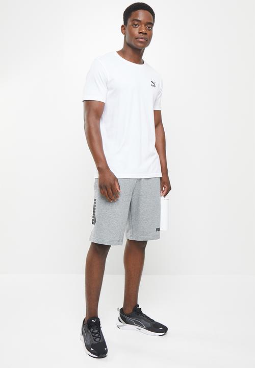 PUMA - Puma power logo shorts 10" tr - medium gray heather