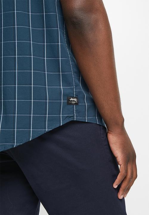 JEEP - Short sleeve yarn dyed check - navy