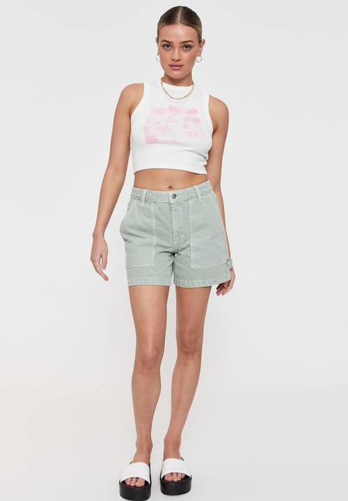 Supré  - Skater denim short - muted green
