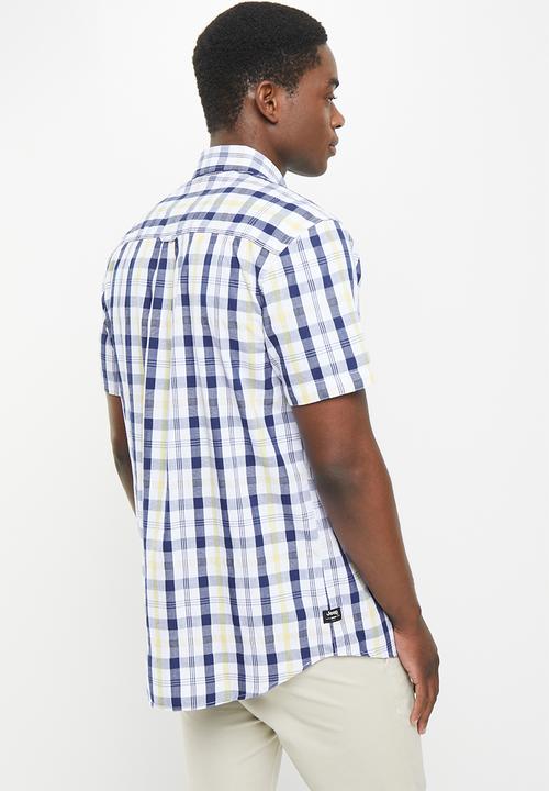 JEEP - Short sleeve yarn dyed check - navy/butter