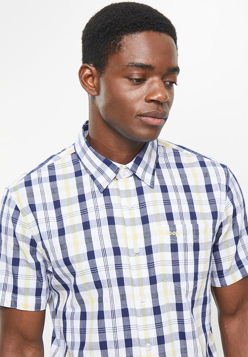 JEEP - Short sleeve yarn dyed check - navy/butter