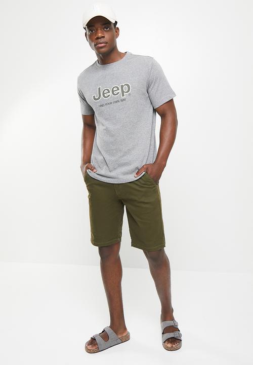 JEEP - Logo applique tee - heather grey melange