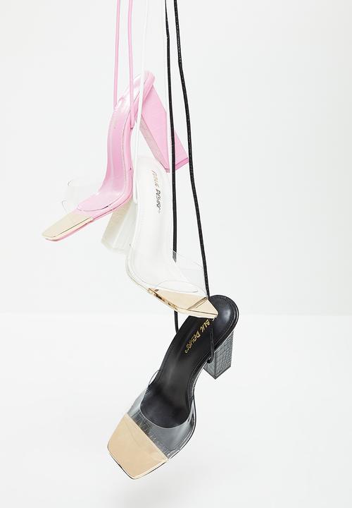 Public Desire - Date-night block heel - black patent croc 