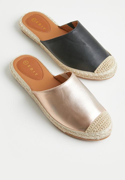 edit - Bianca espadrille slide - black
