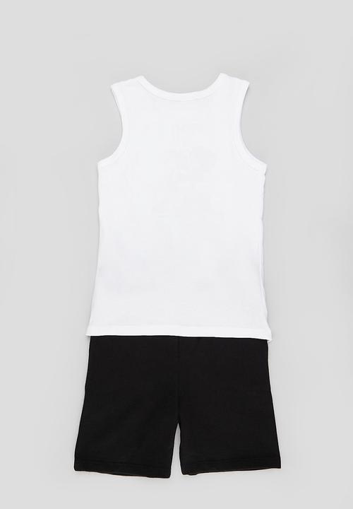 Superbalist - Sleeveless tee & sweat short set - white & black