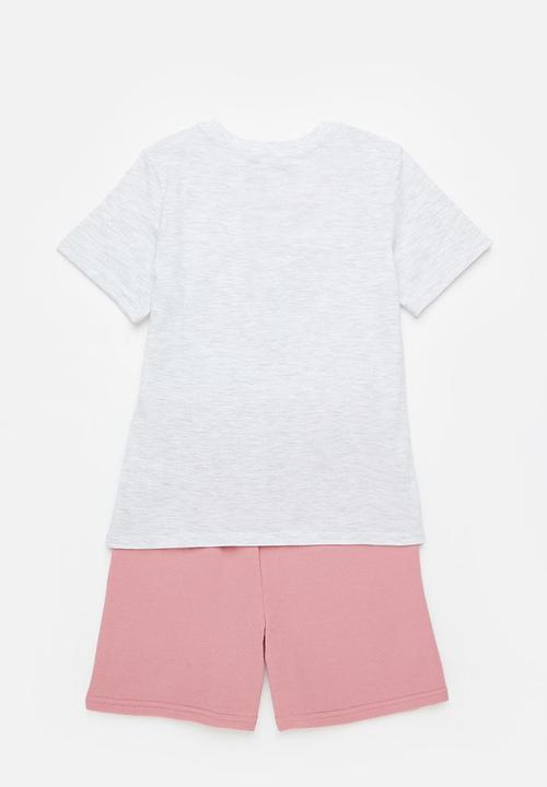Superbalist - Boys t-shirt & sweat short set - grey & pink