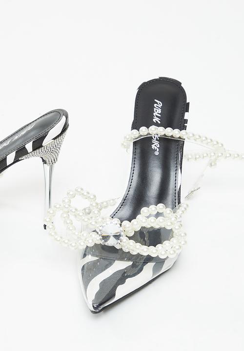 Public Desire - Pearl barely there court stiletto - zebra