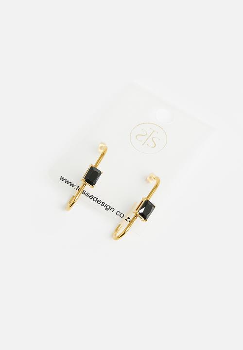 Tessa Design - Rozanne cobalt stone geometric hoop - gold