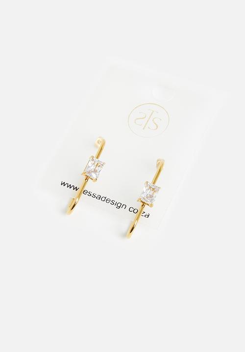 Tessa Design - Ryleigh crystal stone geometric hoop - gold