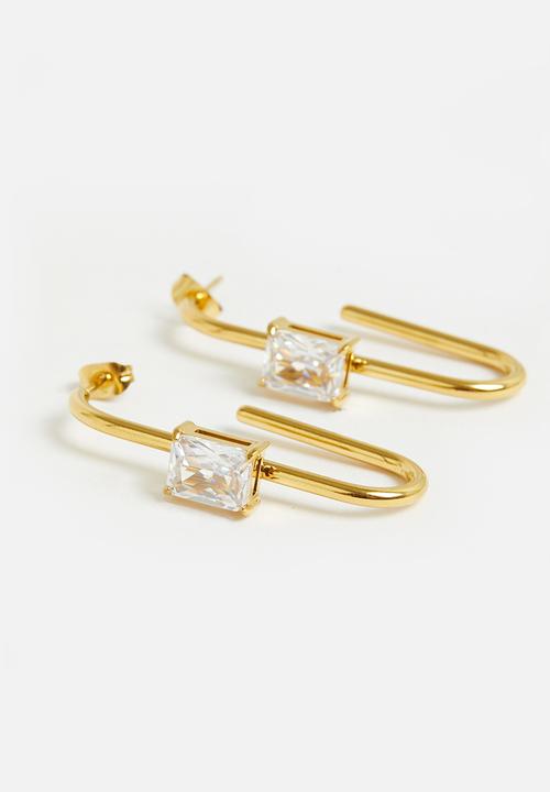 Tessa Design - Ryleigh crystal stone geometric hoop - gold
