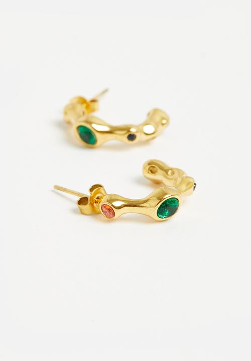 Tessa Design - Remy gem stone encrusted hoop - gold