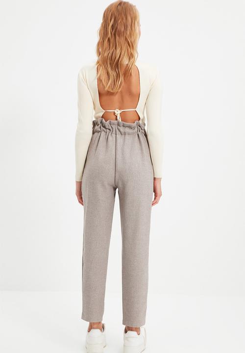 Trendyol - Paperbag belted trousers - grey